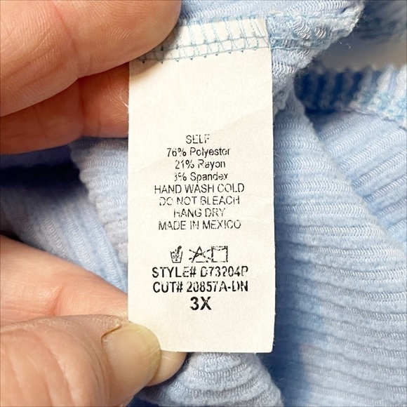 White Birch Ribbed Knit Dress 3X flutter sleeve pastel blue casual stretch comfy - Picture 7 of 12